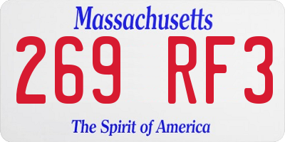 MA license plate 269RF3