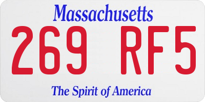 MA license plate 269RF5