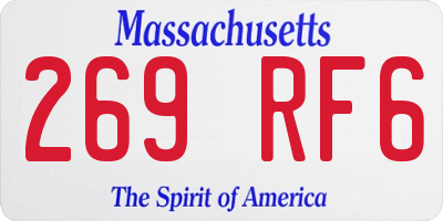 MA license plate 269RF6