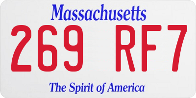 MA license plate 269RF7