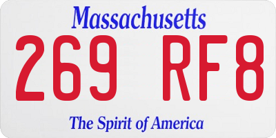 MA license plate 269RF8
