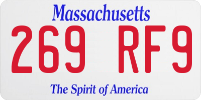MA license plate 269RF9