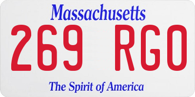 MA license plate 269RG0
