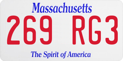 MA license plate 269RG3