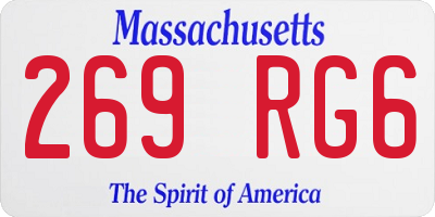 MA license plate 269RG6