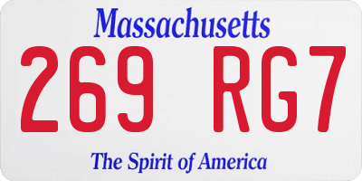 MA license plate 269RG7