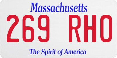 MA license plate 269RH0