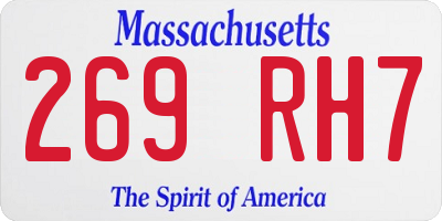 MA license plate 269RH7