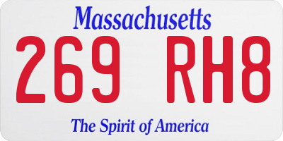 MA license plate 269RH8