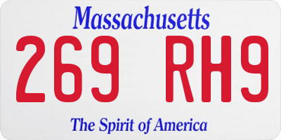 MA license plate 269RH9