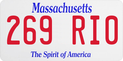 MA license plate 269RI0