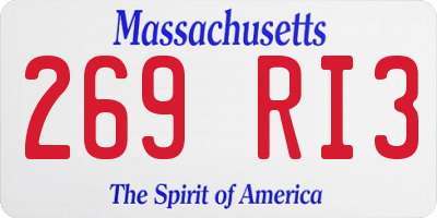 MA license plate 269RI3