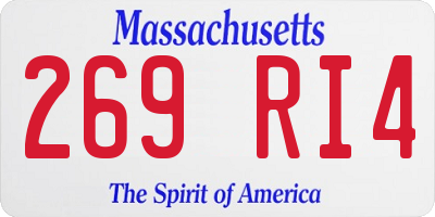 MA license plate 269RI4