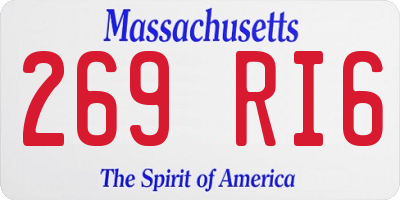 MA license plate 269RI6