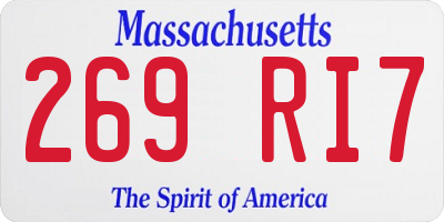 MA license plate 269RI7