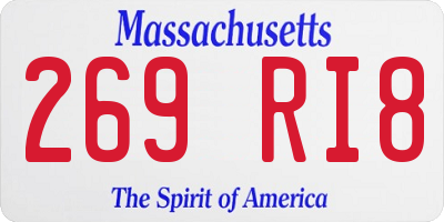 MA license plate 269RI8