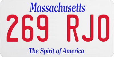 MA license plate 269RJ0