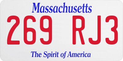 MA license plate 269RJ3