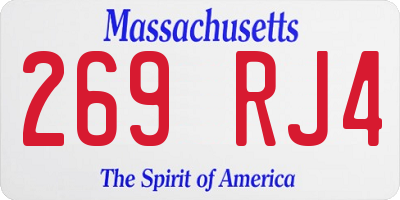 MA license plate 269RJ4
