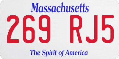 MA license plate 269RJ5