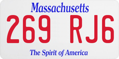 MA license plate 269RJ6