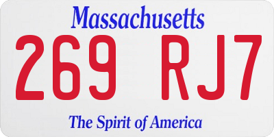 MA license plate 269RJ7