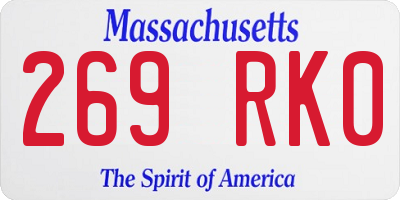 MA license plate 269RK0