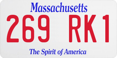 MA license plate 269RK1