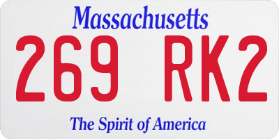 MA license plate 269RK2