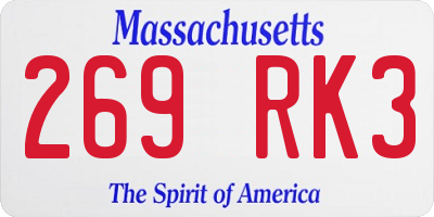 MA license plate 269RK3