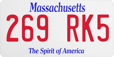 MA license plate 269RK5