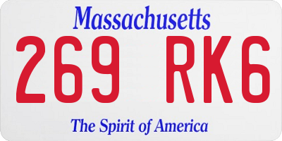 MA license plate 269RK6