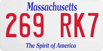 MA license plate 269RK7