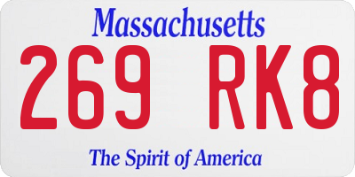 MA license plate 269RK8