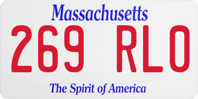 MA license plate 269RL0
