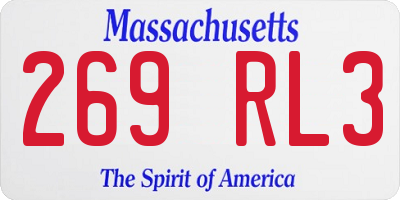 MA license plate 269RL3