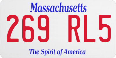 MA license plate 269RL5