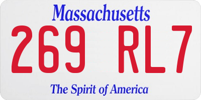 MA license plate 269RL7
