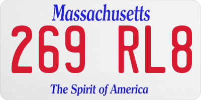MA license plate 269RL8