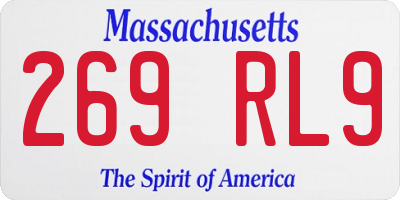 MA license plate 269RL9