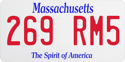 MA license plate 269RM5
