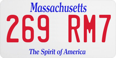 MA license plate 269RM7
