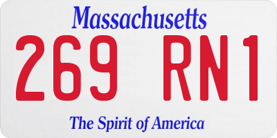 MA license plate 269RN1