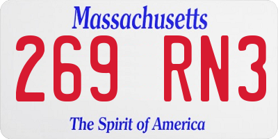 MA license plate 269RN3