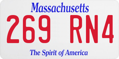MA license plate 269RN4