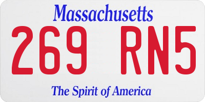 MA license plate 269RN5