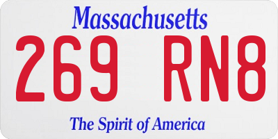 MA license plate 269RN8