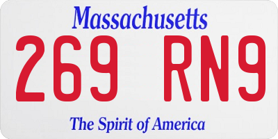 MA license plate 269RN9