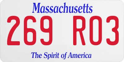 MA license plate 269RO3