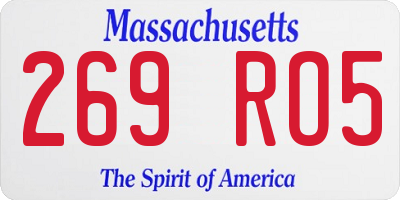 MA license plate 269RO5